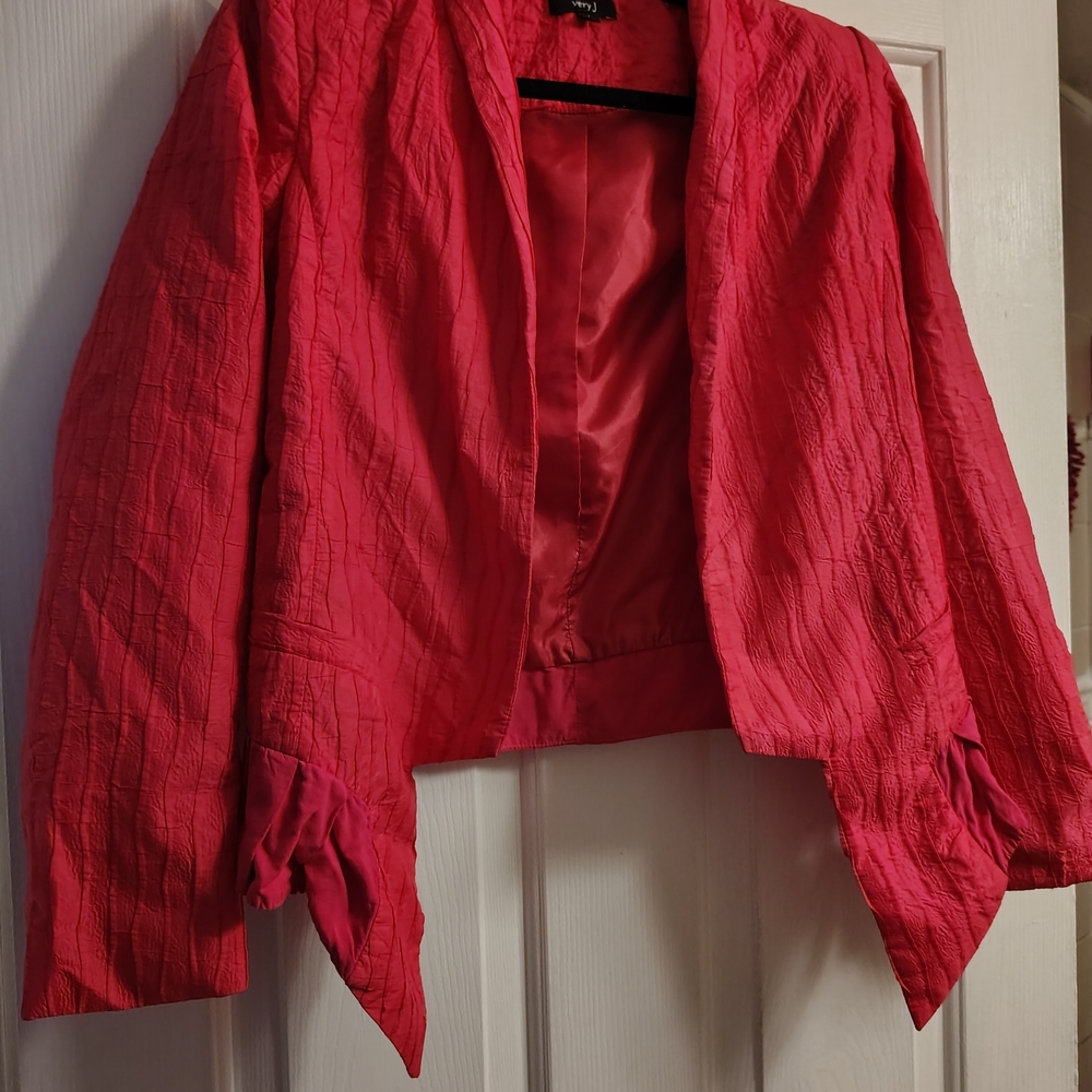 Hot Pink Draped Open-Front Blazer